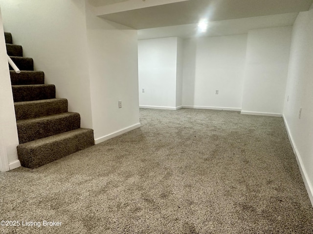 basement featuring carpet floors