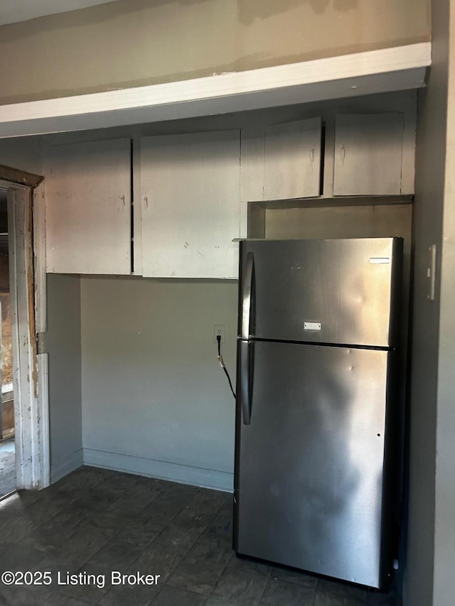 kitchen featuring stainless steel refrigerator