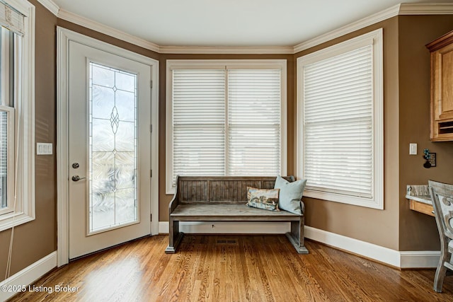 interior space with a healthy amount of sunlight, light wood-style floors, and baseboards