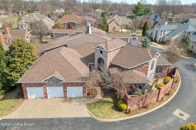 aerial view with a residential view