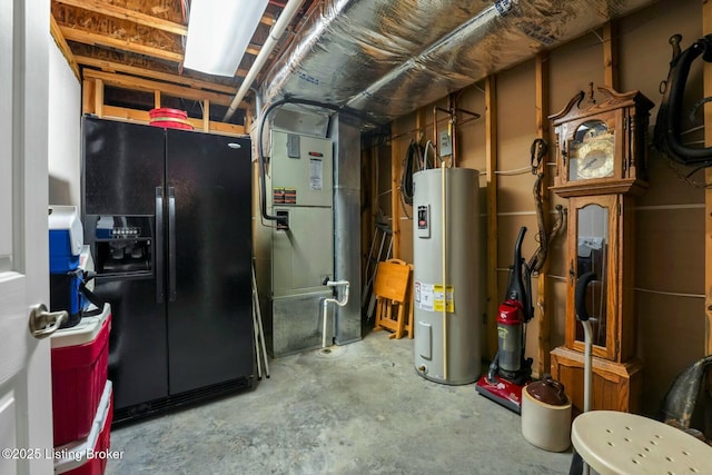 utility room with heating unit and water heater