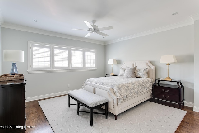 bedroom featuring hardwood / wood-style flooring and ornamental molding