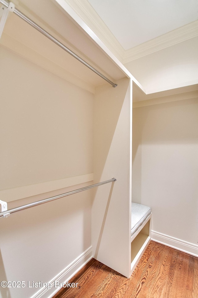 spacious closet featuring hardwood / wood-style floors