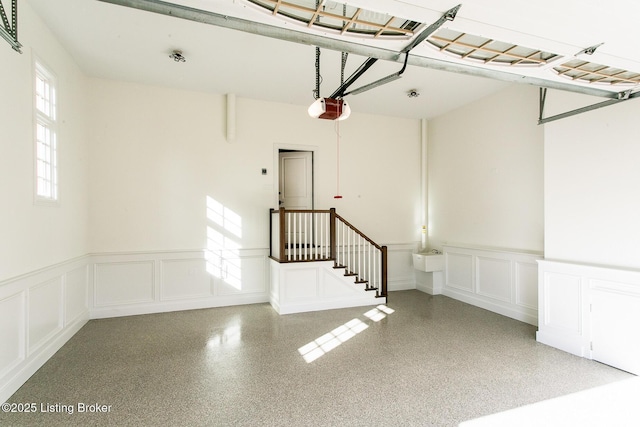 garage with a garage door opener