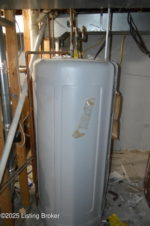 utility room featuring water heater