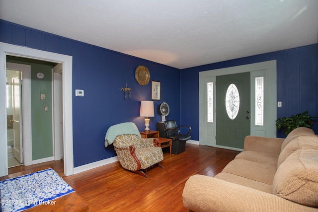 living room with hardwood / wood-style flooring