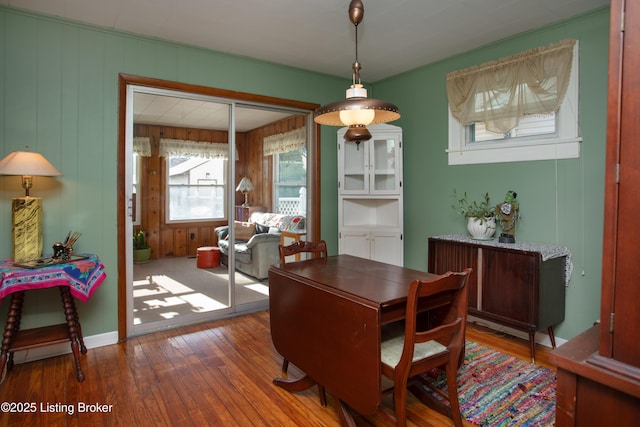 dining area featuring wood-type flooring