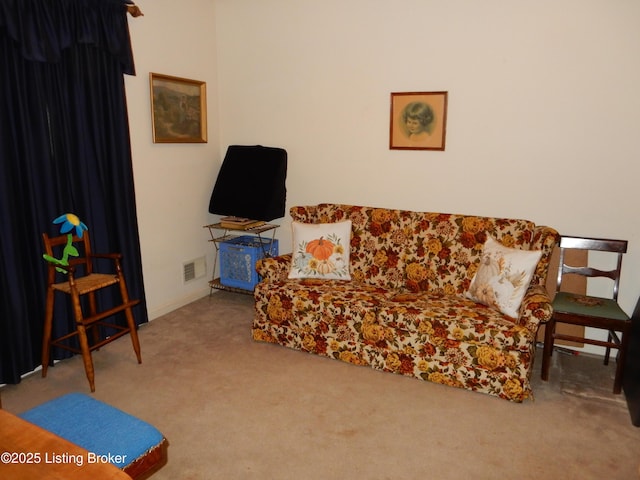 living room with carpet flooring