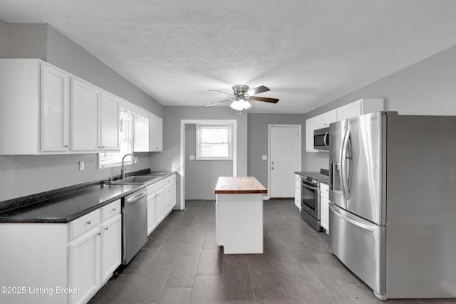 kitchen featuring sink, stainless steel appliances, and white cabinets