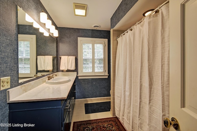 bathroom featuring vanity and tile patterned floors