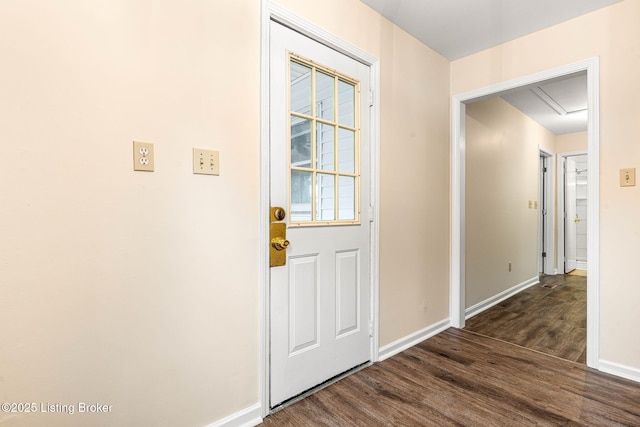 entryway featuring dark wood-type flooring