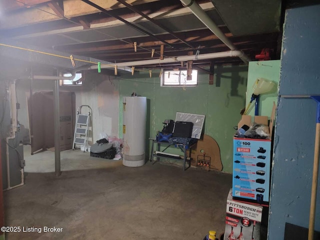 basement with gas water heater