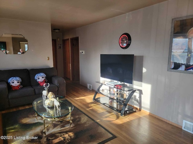 living room with hardwood / wood-style floors