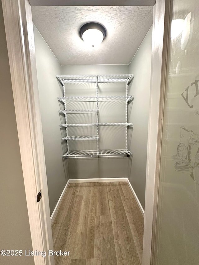 walk in closet with hardwood / wood-style flooring