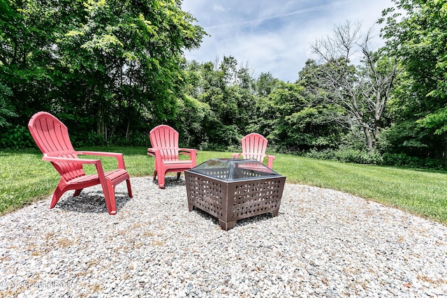 view of patio / terrace with an outdoor fire pit