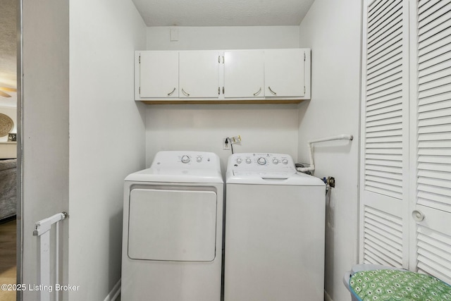 laundry area featuring cabinets and washer and clothes dryer