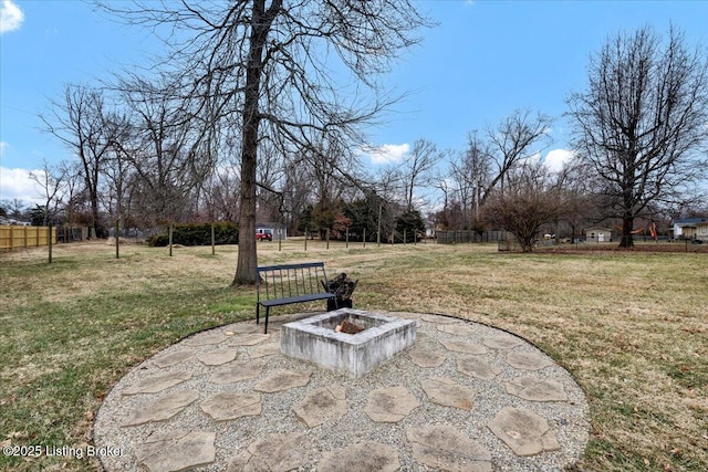 view of patio featuring a fire pit