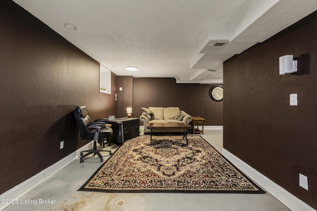 interior space featuring a textured ceiling