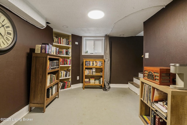 misc room featuring a textured ceiling