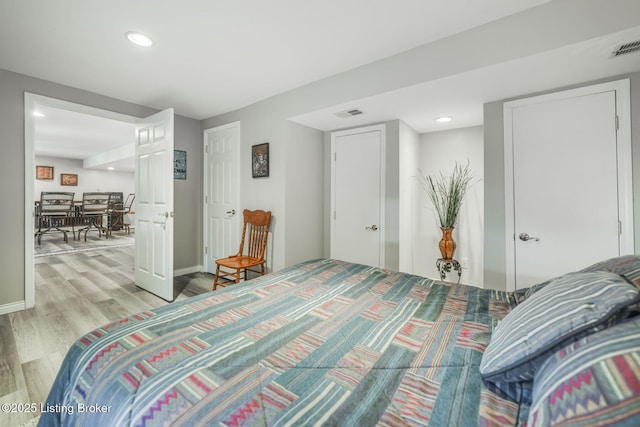 bedroom featuring light hardwood / wood-style flooring