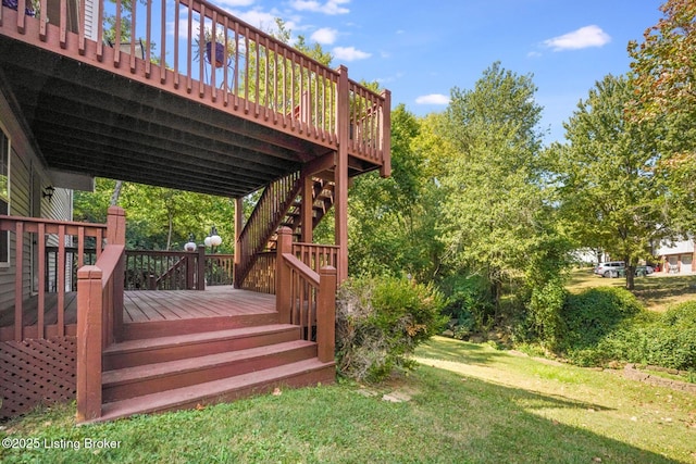 deck with a lawn