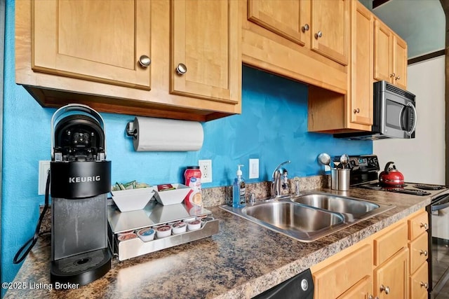 kitchen with black electric range and sink