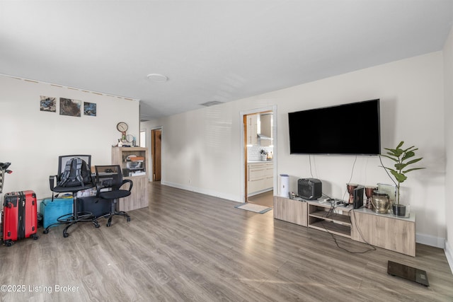 office space featuring hardwood / wood-style flooring