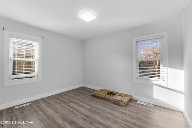 spare room featuring hardwood / wood-style floors and a wealth of natural light