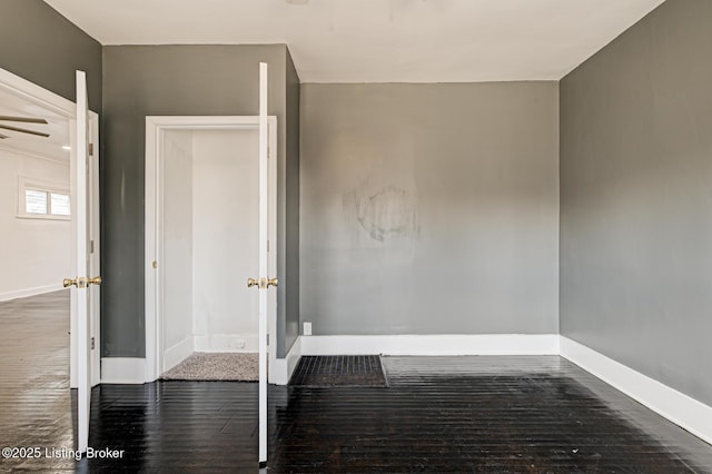 interior space with dark wood-type flooring