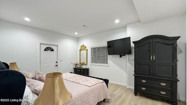 bedroom featuring light hardwood / wood-style flooring