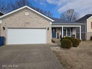 single story home with a garage