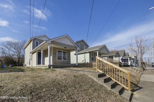 view of front of home featuring covered porch