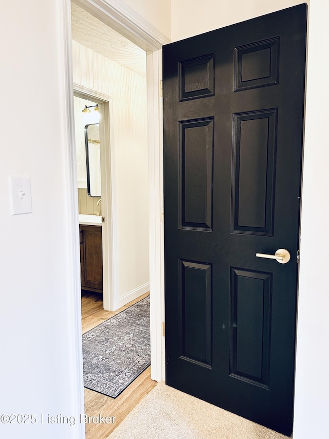 foyer with hardwood / wood-style flooring