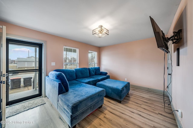 living room featuring light wood-type flooring