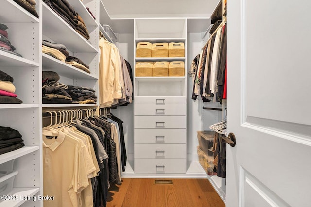 spacious closet featuring wood finished floors