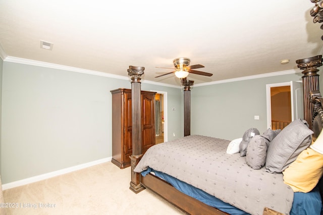 110 E Mandarin Ct, Elizabethtown, KY 42701 - bedroom featuring light carpet, ornamental molding, and ceiling fan