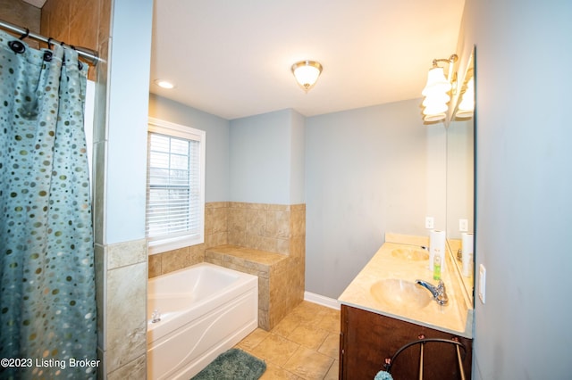 110 E Mandarin Ct, Elizabethtown, KY 42701 - bathroom with tile patterned flooring, vanity, and independent shower and bath