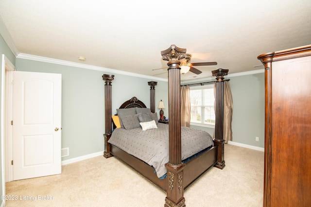 110 E Mandarin Ct, Elizabethtown, KY 42701 - bedroom with light carpet, ornamental molding, and ceiling fan