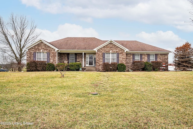 ranch-style house with a front lawn