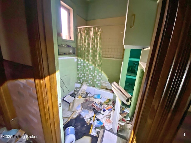 bathroom featuring a shower with shower curtain