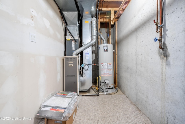 utility room with gas water heater