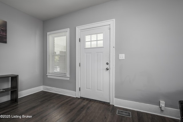 foyer entrance featuring dark hardwood / wood-style flooring