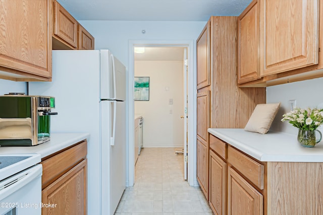 kitchen with white fridge