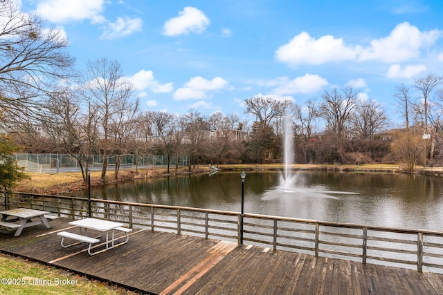 dock area featuring a water view