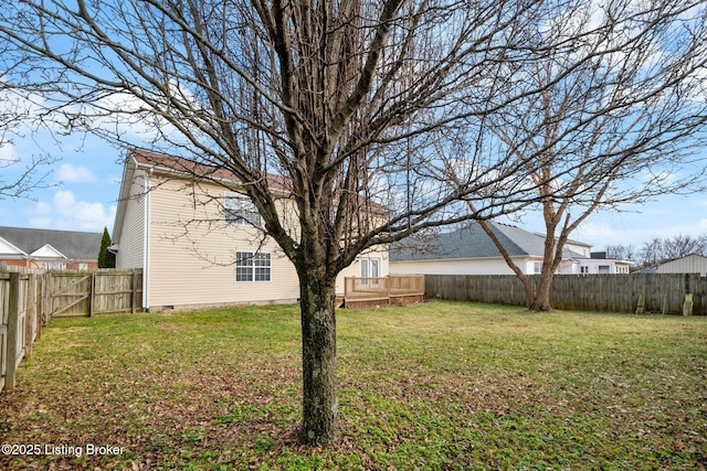 view of yard featuring a deck