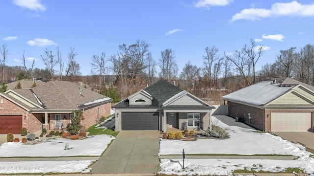 view of front of house featuring a porch and a garage