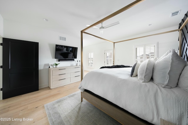 bedroom with light hardwood / wood-style flooring