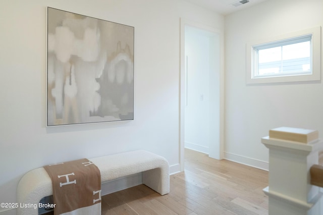 bedroom with light hardwood / wood-style floors