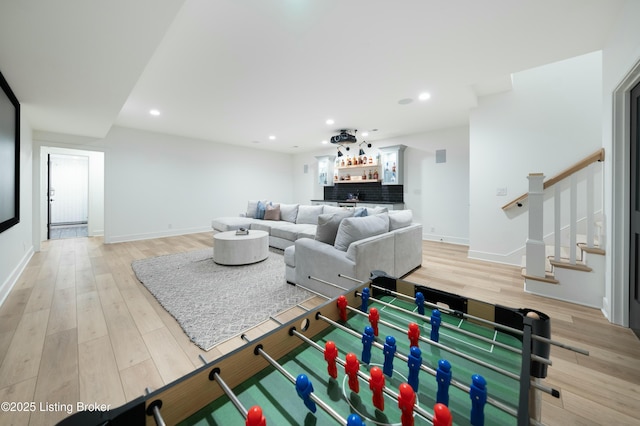 living room with wood-type flooring