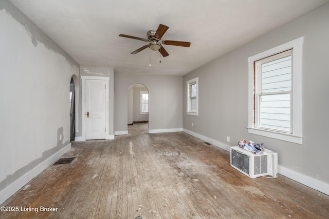 114 E Norwood Ave, Clarksville, IN 47129 - unfurnished living room with hardwood / wood-style flooring and ceiling fan